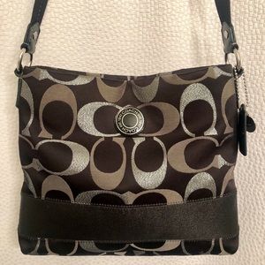 Coach signature 3 color bag (black/brown/metallic)
